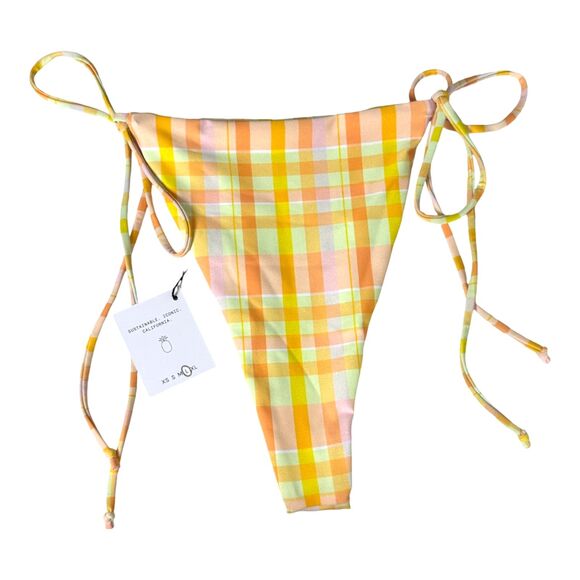 Skatie Elsa Suva Plaid String Swim Bikini Bottoms Size Large NEW with Tags - Picture 3 of 9